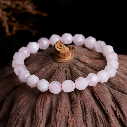 Natural Pink Quartz Faceted Bead Bracelet | Love Harmony Crystal Jewelry for Emotional Balance