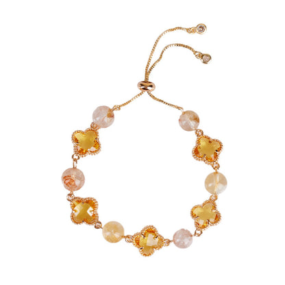 Yellow Tower Crystal Four-Leaf Clover Original Bracelet | Lucky Charm for Women's Fortune & Protection