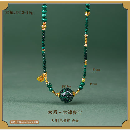 Natural Lacquer Five Elements Crystal Multi-Circle Bracelet & Necklace | Spiritual Balance Energy