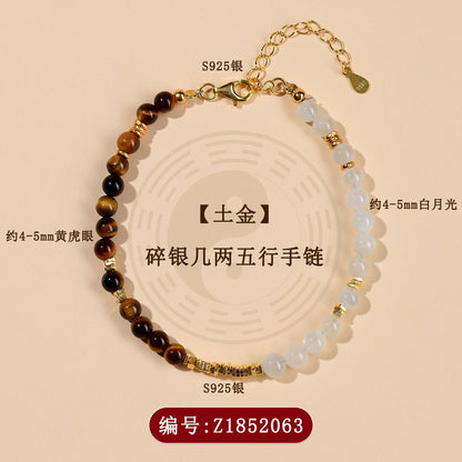 Five Elements Crystal Bracelet with S925 Silver - Balance Energy & Harmony for Women