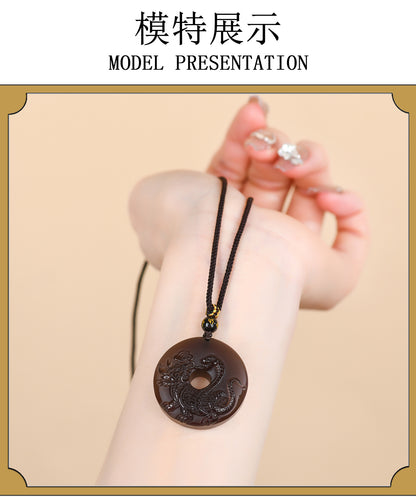 Natural Ice Obsidian Xuanwu Peace Pendant | Five Elements Hydration & Protection Unisex Necklace