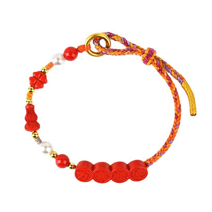 Natural Imperial Red Cinnabar All Goes Well Hand-Woven Bracelet | Spiritual Protection & Harmony