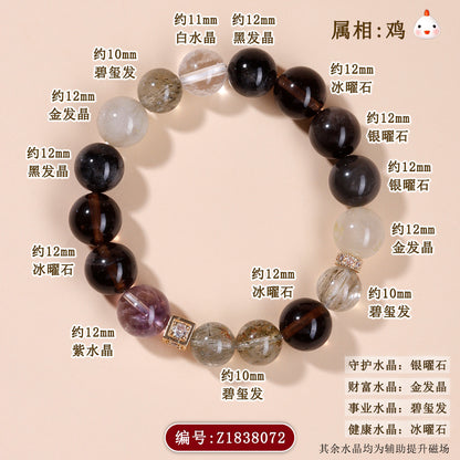 Twelve Zodiac Natural Crystal Multi-Gem Bracelet – Mystical Fortune & Spiritual Harmony Charm