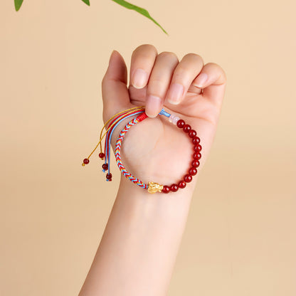 Natural Red Agate Handmade Braided Bracelet | Ancient Chinese Style Spiritual Protection Jewelry