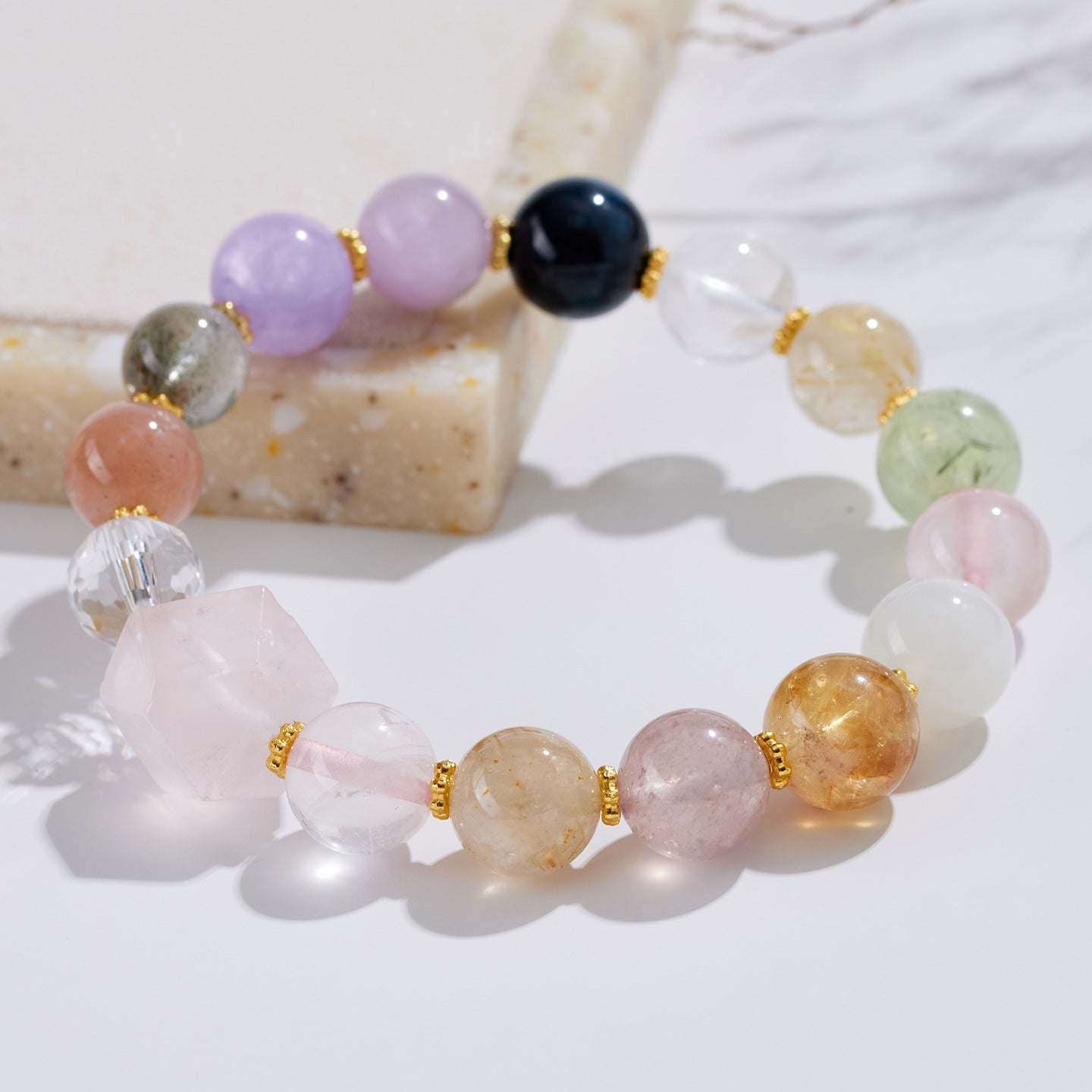 Natural Crystal Rose Quartz Irregular Bracelet | Love Harmony Energy Stone Women's Jewelry