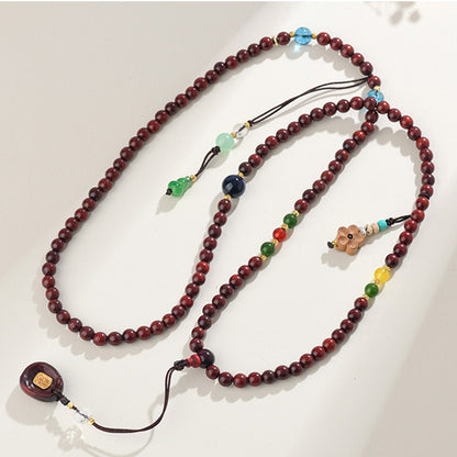 Antique Buddhist Prayer Beads Necklace with Agarwood and Red Sandalwood - Spiritual Meditation Accessory