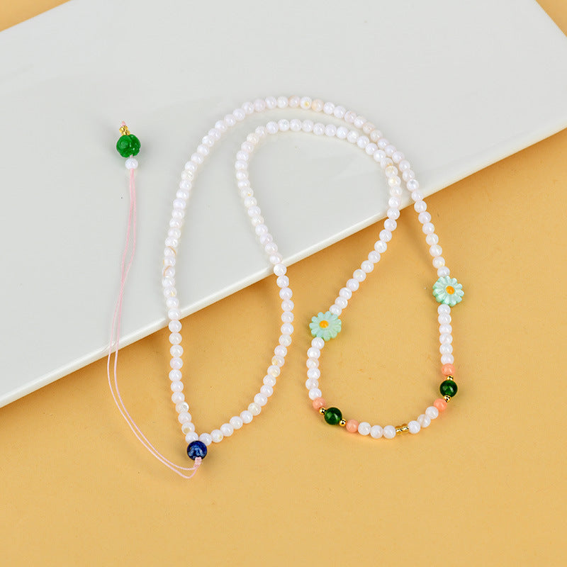 Macaron Candy Color Shell Bead Necklace | Sweet Round and Rice Beads Collarbone Chain