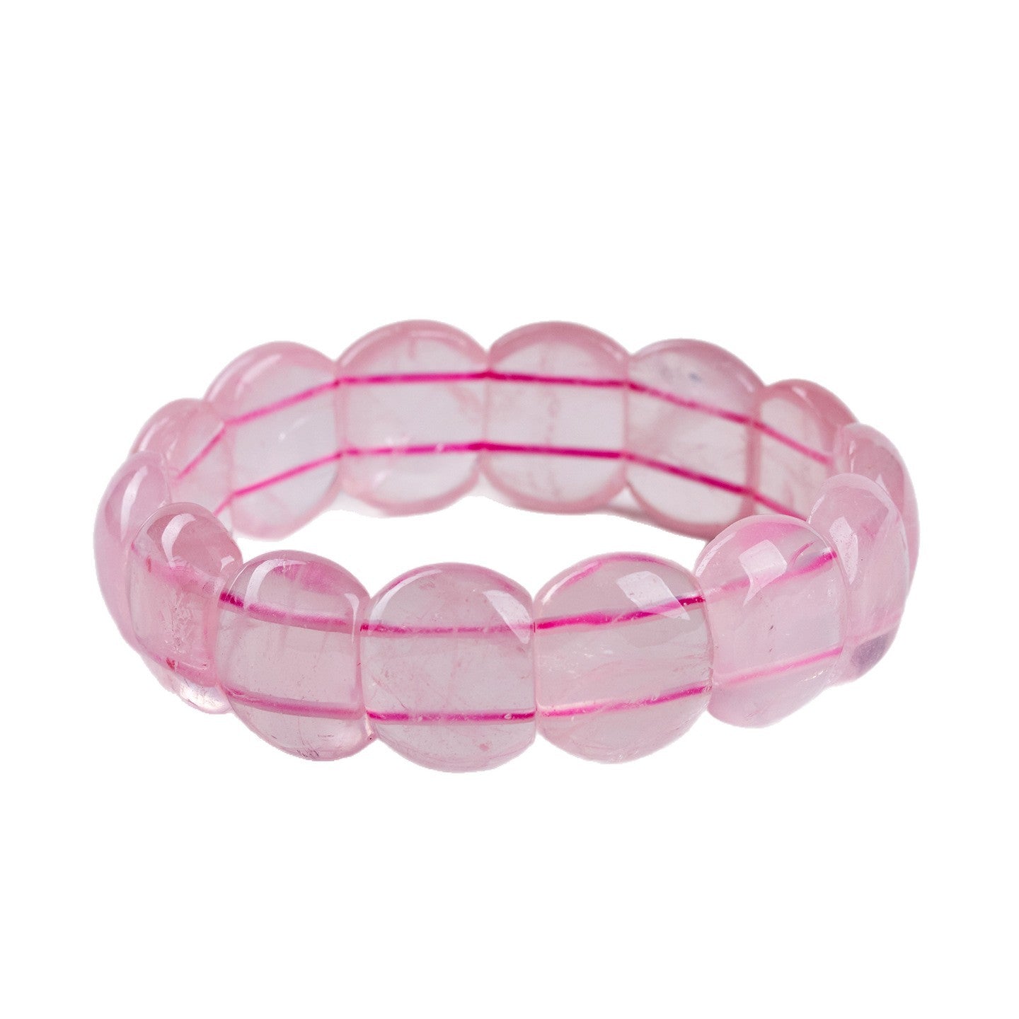 Natural Rose Quartz Crystal Bracelet - Peach Pink Healing Stone for Women's Harmony