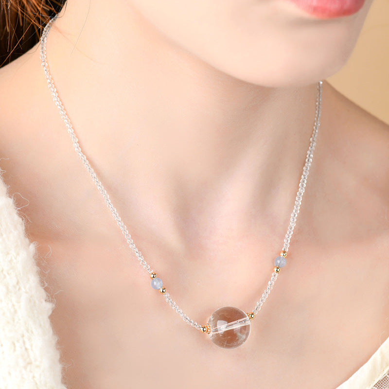 Natural White Crystal Adjustable Collarbone Necklace | Spiritual Protection & Elegant Fashion