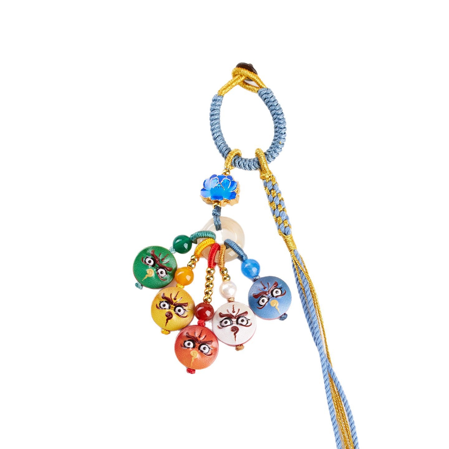 Natural Imperial Red Cinnabar Five-Way God of Wealth Keychain | Wealth Attraction Bag Pendant