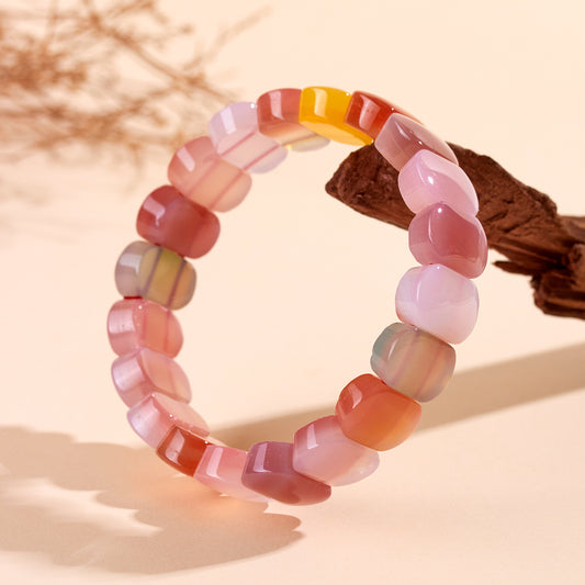 Natural Crystal Salt Source Agate Bracelet | Candy Color Girl Style for Purification & Good Fortune