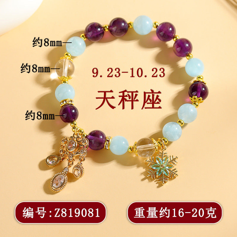 Natural Crystal Zodiac Bracelet - Mystical Astrological Jewelry for Women's Empowerment