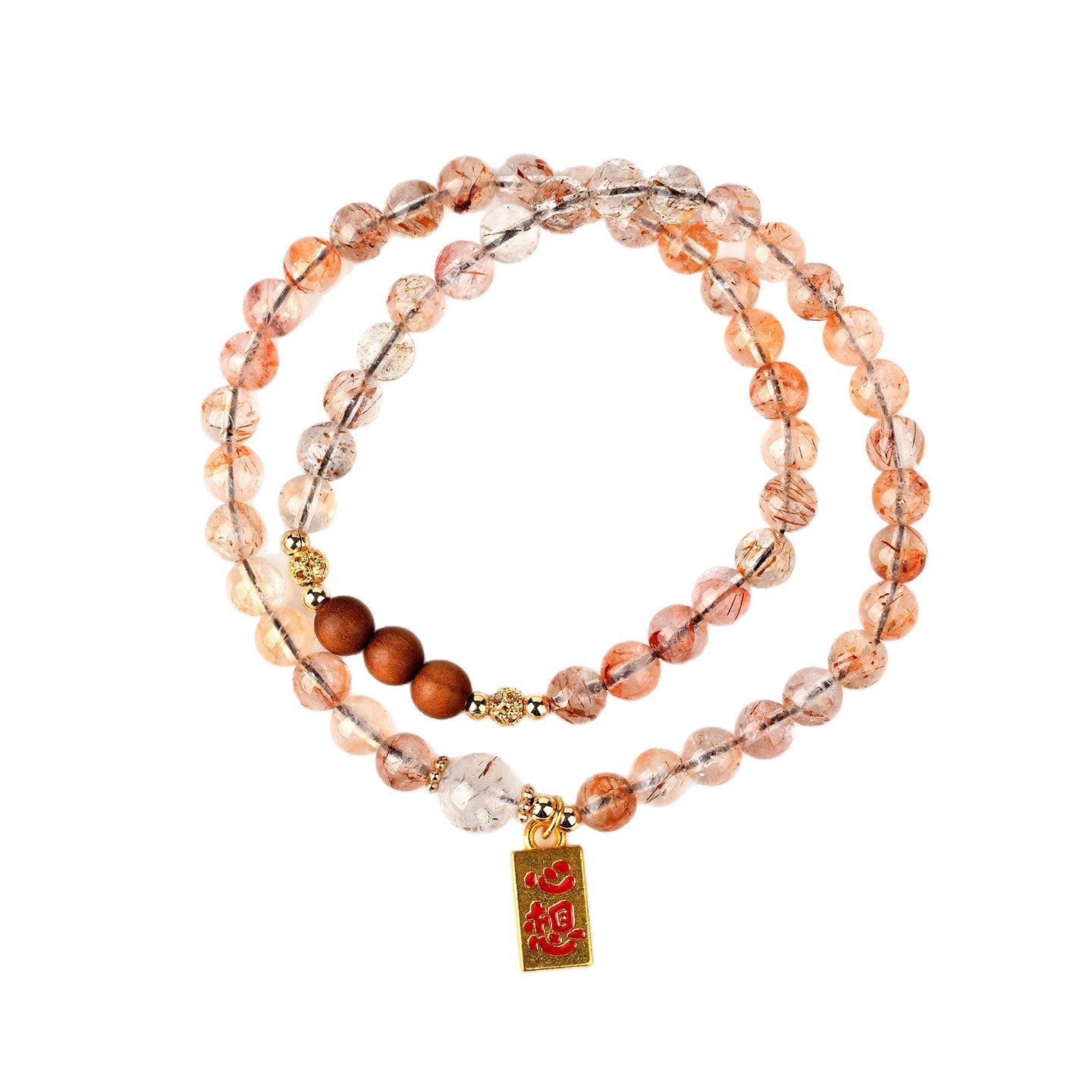 Natural Crystal Black Gold Super Seven Laoshan Sandalwood Double Circle Bracelet - Zen Buddhist Beads