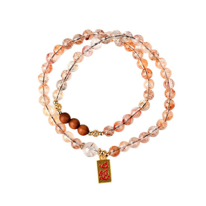 Natural Crystal Black Gold Super Seven Laoshan Sandalwood Double Circle Bracelet - Zen Buddhist Beads