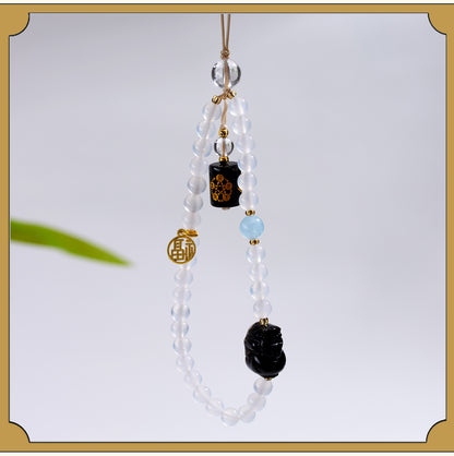 Five Elements Natural Crystal Agate Phone Chain Pendant - Balance Energy & Attract Fortune