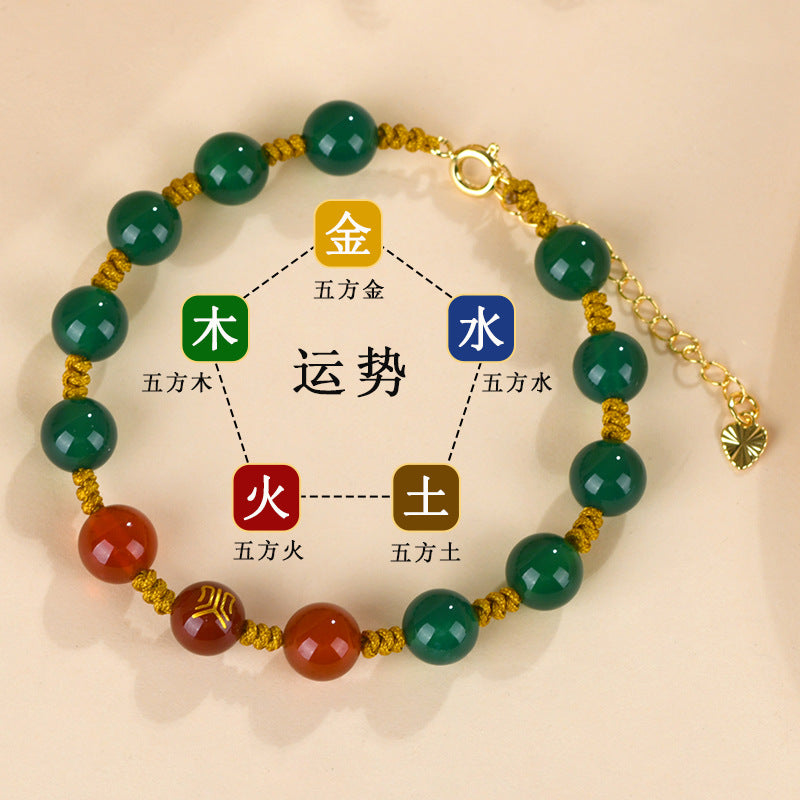 Natural Agate Five Elements Adjustable Bracelet | Harmony & Protection Talisman