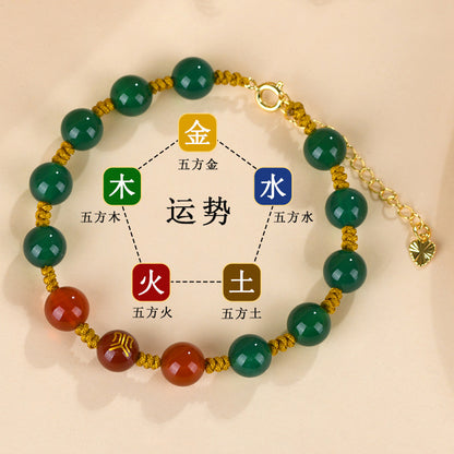 Natural Agate Five Elements Adjustable Bracelet | Harmony & Protection Talisman