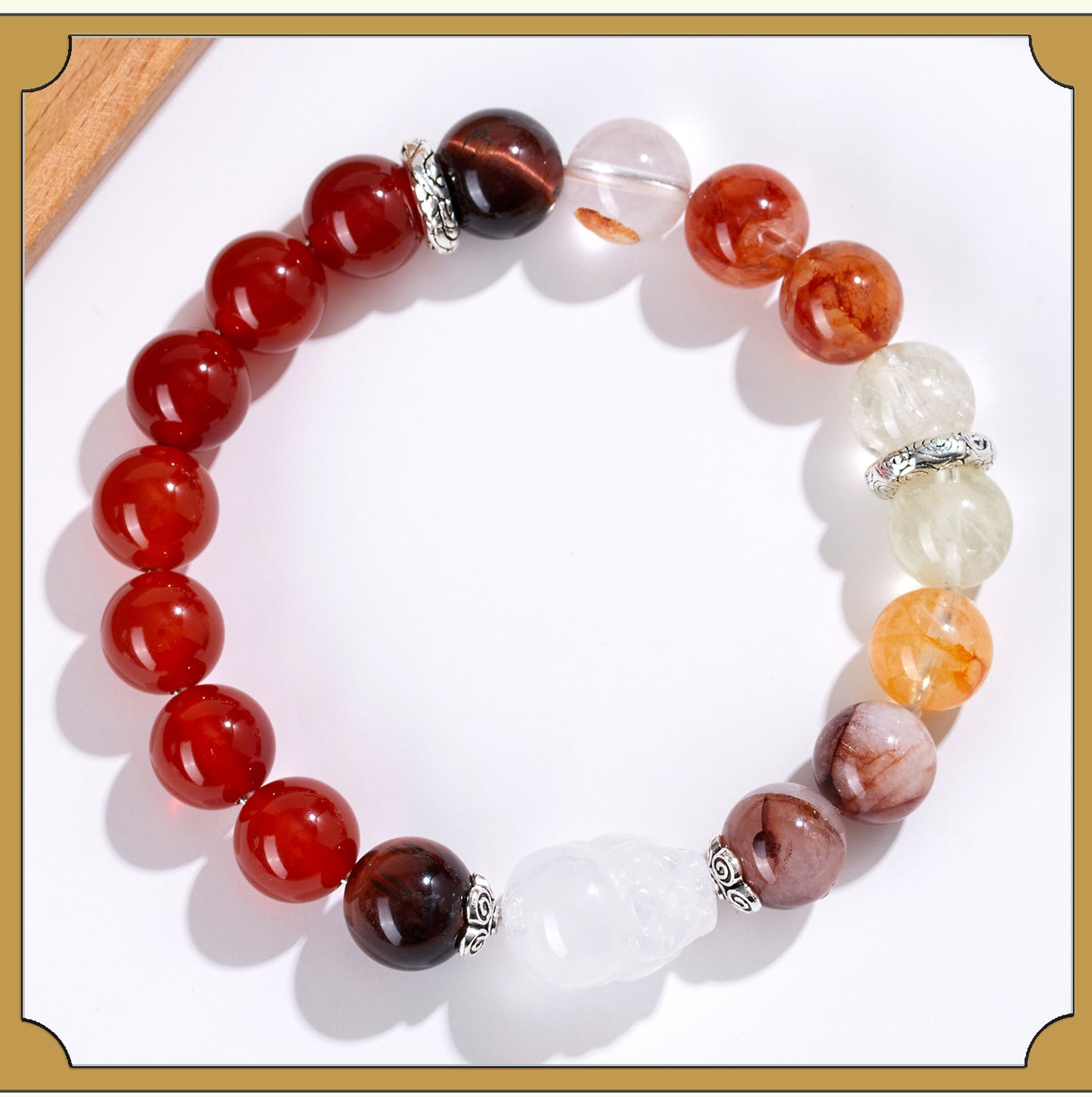 Natural Crystal Five Elements Bracelet with Lucky Pixiu - Unisex Couple Style for Balance and Wealth