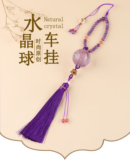 Natural Crystal Ball Car Hanging Ornament | Feng Shui Protection & Positive Energy Charm
