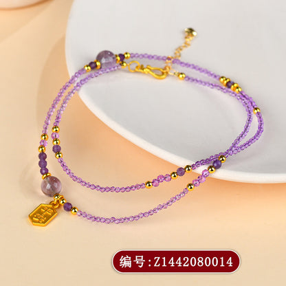 Natural Amethyst Chinese Style Necklace for Women - Spiritual Protection and Elegant Collarbone Chain