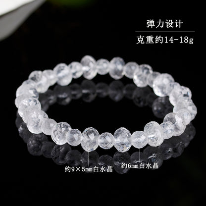 Natural Faceted White Crystal Bracelet | Ice Clear Spiritual Women's Jewelry