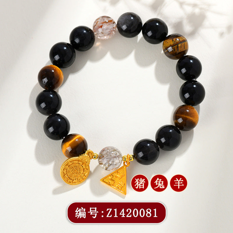 Natural Crystal Three-in-One Twelve Zodiac Bracelet 2025 - Couple's Spiritual Harmony Amulet