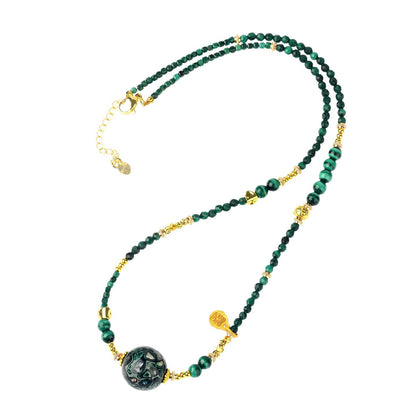 Natural Lacquer Five Elements Crystal Multi-Circle Bracelet & Necklace | Spiritual Balance Energy