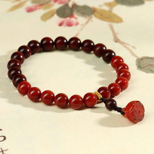 Five Elements Crystal Agate Wooden Bracelet - Balance Energy and Cultural Harmony