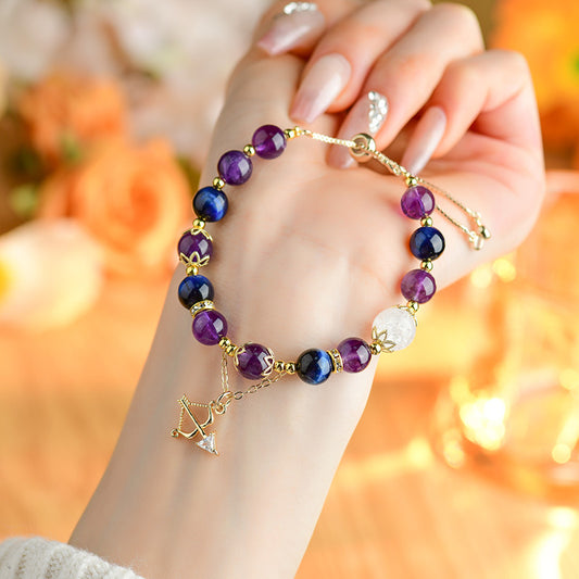 Sagittarius Amethyst Crystal Bracelet - Romantic Zodiac Light Luxury Jewelry for Women