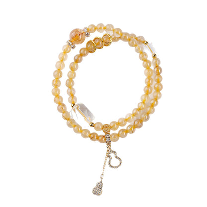 Golden Rutilated Quartz Double Circle Bracelet | Spiritual Women's Buddhist Bead for Wealth and Harmony