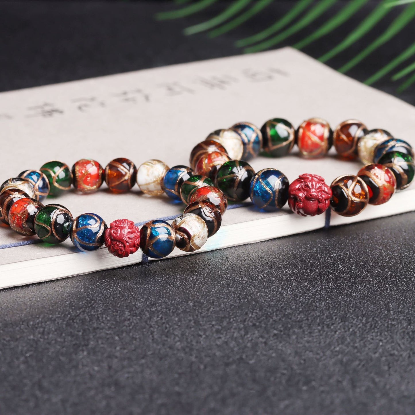 Tiger Year Incense Ash Glazed Bead Bracelet - Mystical Protection and Fortune Talisman