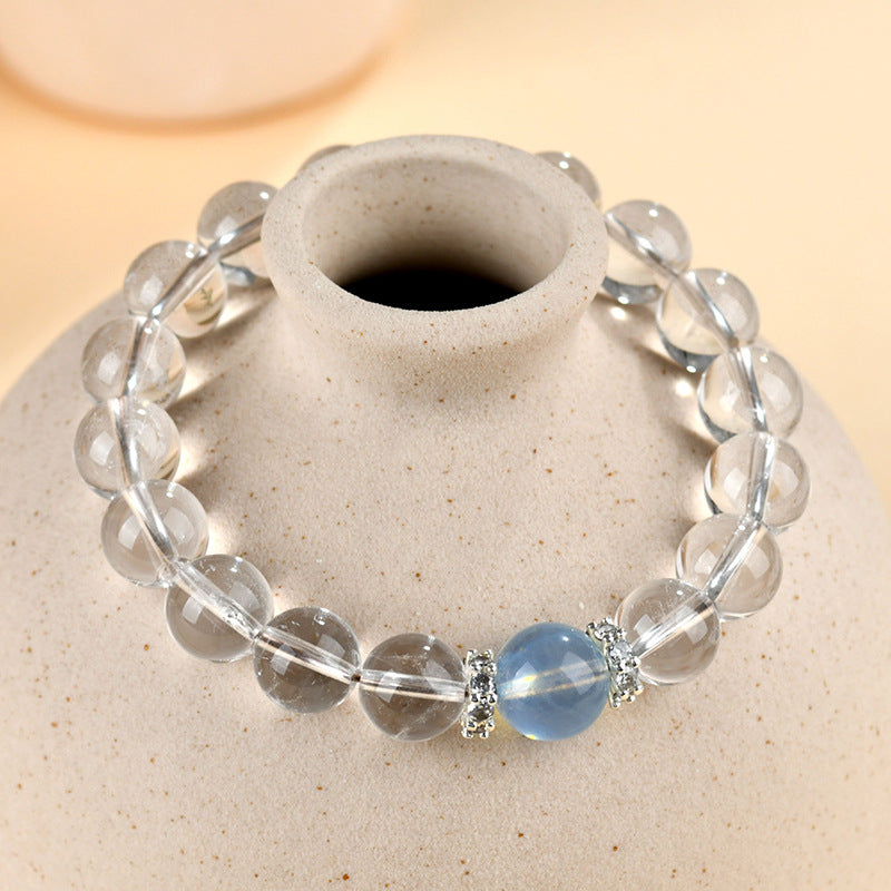 Natural White Crystal Aquamarine Spiritual Bracelet for Women - Harmony & Protection