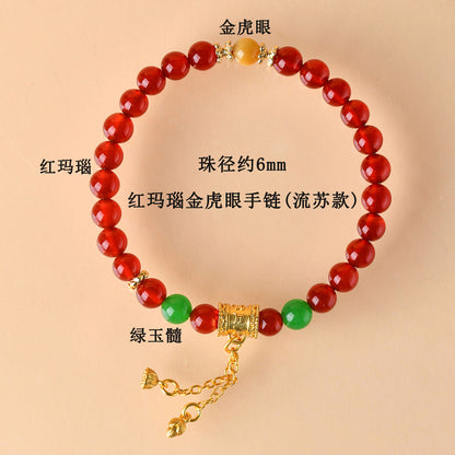 Natural Red Agate Zodiac Fortune Bracelet for Women - Lucky Stone Spiritual Enhancer