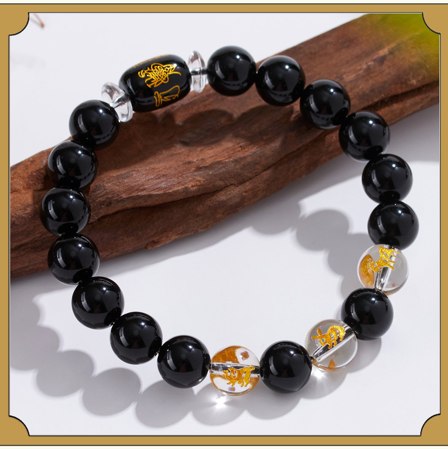 Natural Obsidian Zodiac Three-Alliance Protection Bracelet for Couples