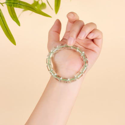 Natural Green Crystal Barrel Bead Bracelet | Elegant Charm for Women's Luck & Style