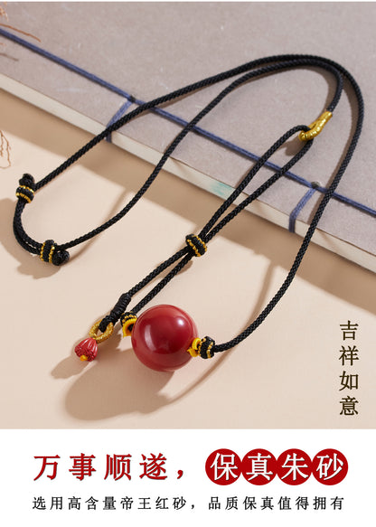 Imperial Red Cinnabar Collarbone Necklace | Natural Protection & Elegance for Women