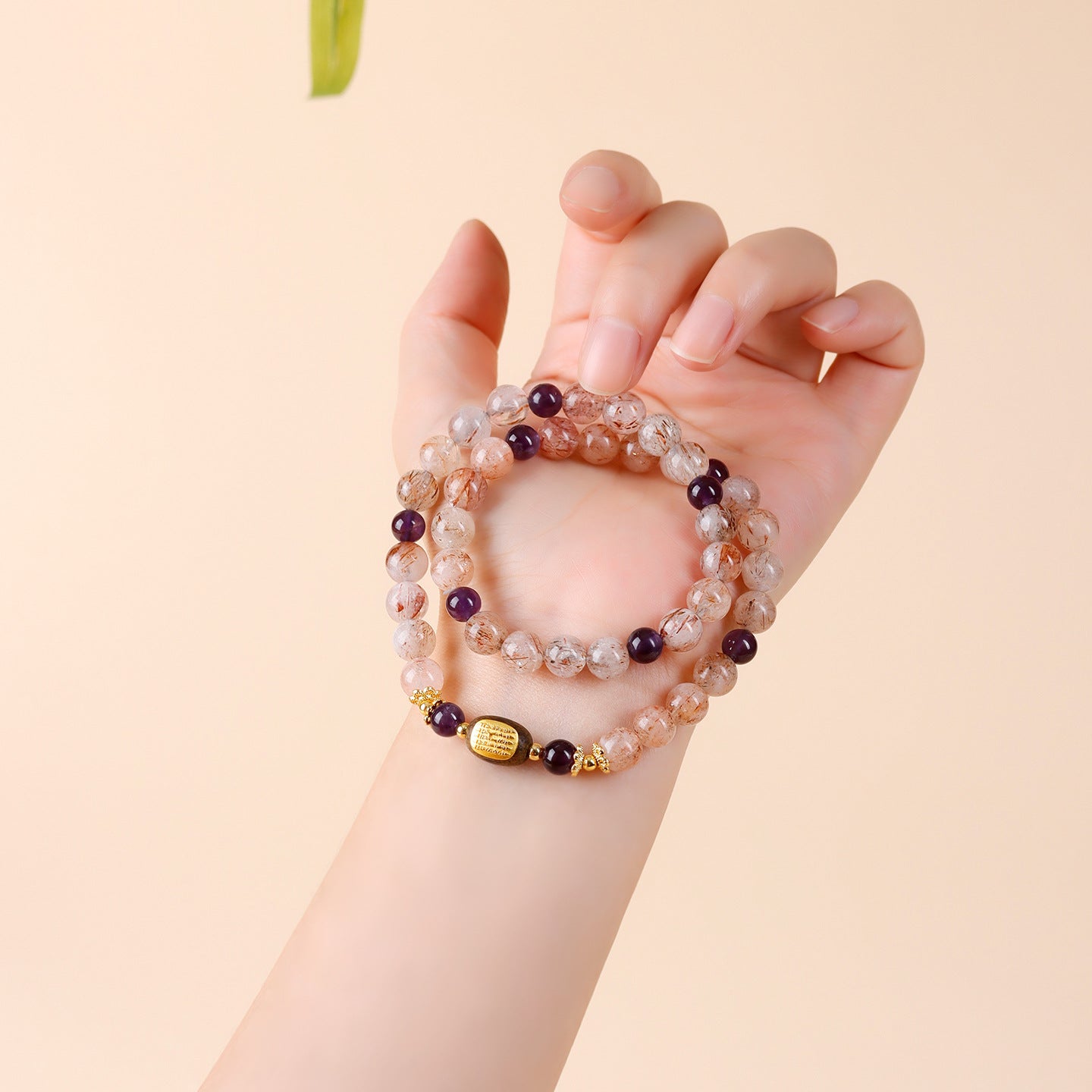 Natural Black Gold Super Amethyst Double Circle Bracelet | Spiritual Protection & Wealth Charm
