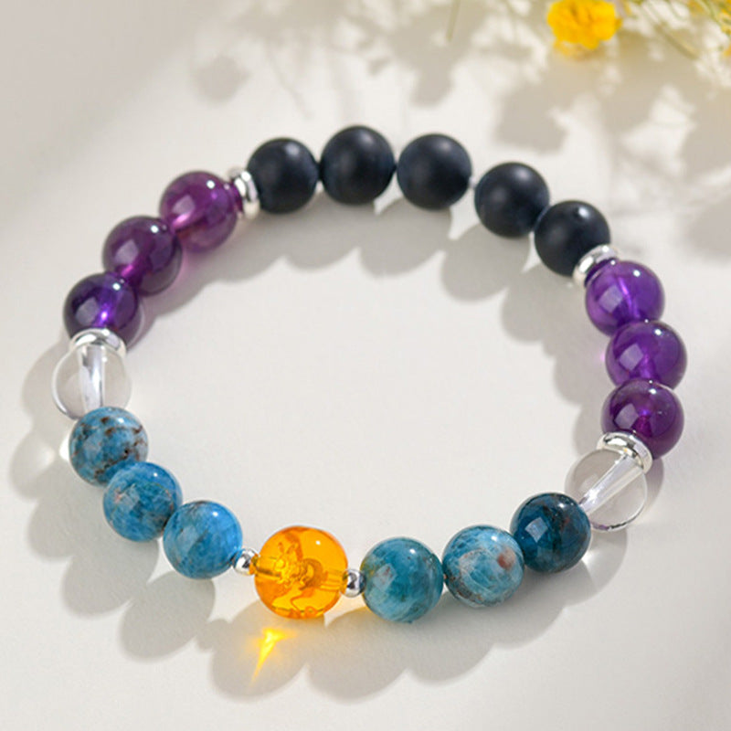 Natural Multi-Gemstone Twelve Zodiac Crystal Bracelet - Spiritual Protection & Luck Charm