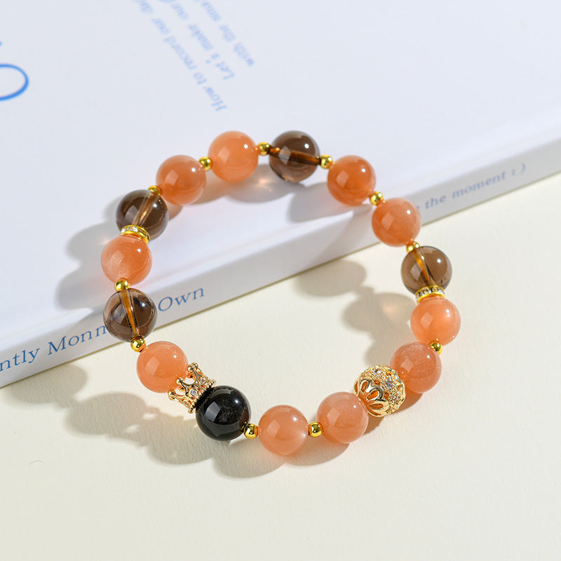 Natural Sunstone Tea Crystal Leo Zodiac Bracelet | Energy Boost & Luck Charm