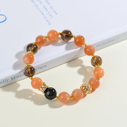 Natural Sunstone Tea Crystal Leo Zodiac Bracelet | Energy Boost & Luck Charm