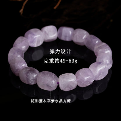 Natural Lavender Amethyst Sugar Cube Bracelet – Spiritual Harmony & Wealth Attraction
