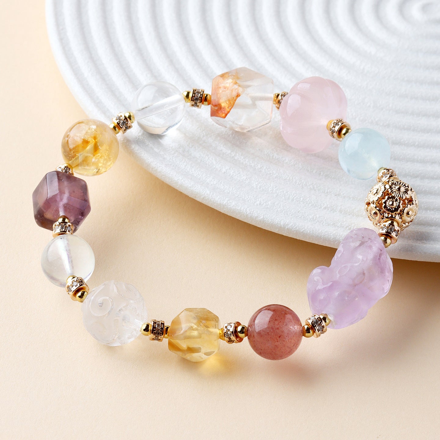 Lavender Amethyst Pixiu Crystal Bracelet | Wealth Attraction & Spiritual Protection