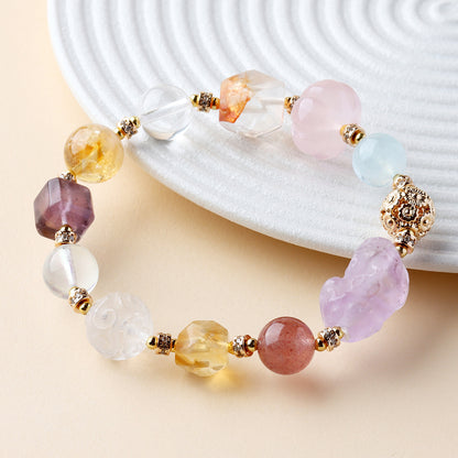 Lavender Amethyst Pixiu Crystal Bracelet | Wealth Attraction & Spiritual Protection