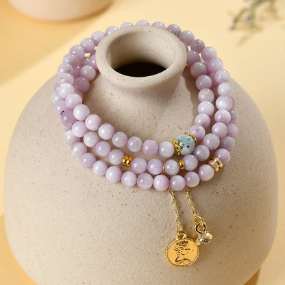 Natural Kunzite Three-Circle Bracelet | Purple Spiritual Stone for Love & Harmony