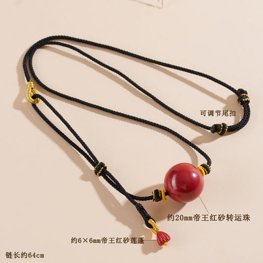 Imperial Red Cinnabar Collarbone Necklace | Natural Protection & Elegance for Women