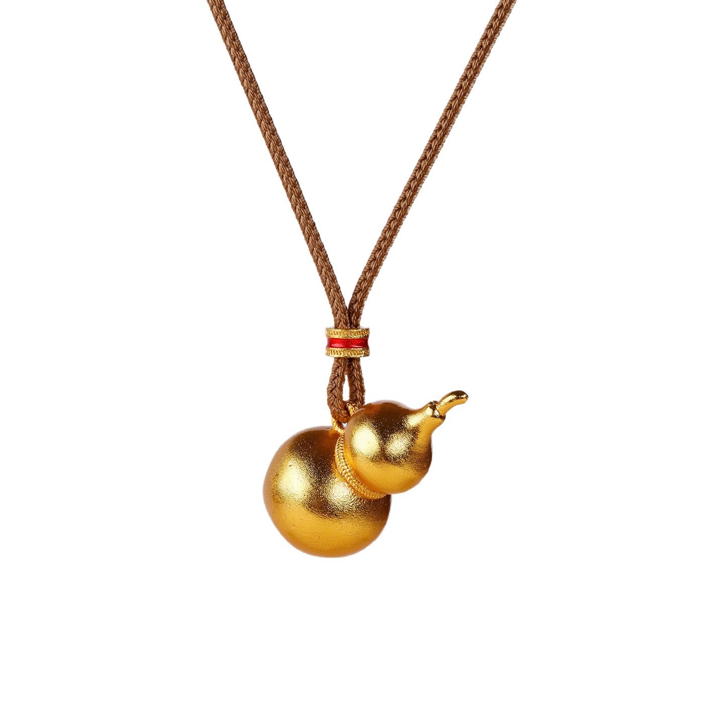 Golden Gourd Fortune Pendant Necklace | Chinese Style Ancient Craft Amulet for Wealth