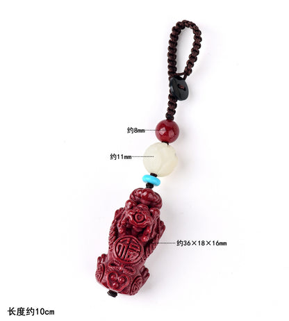 Natural Purple Gold Sand Pixiu Keychain Pendant - Wealth Attraction & Protection Amulet