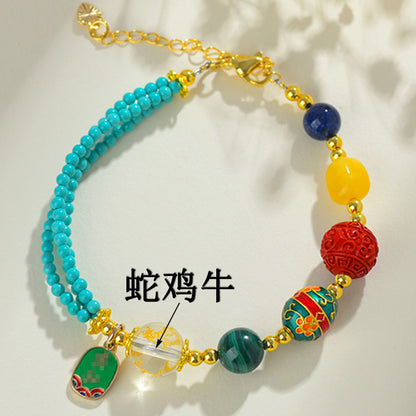 Zodiac Three-Planet Multi-Gemstone Bracelet for Spiritual Protection and Fortune