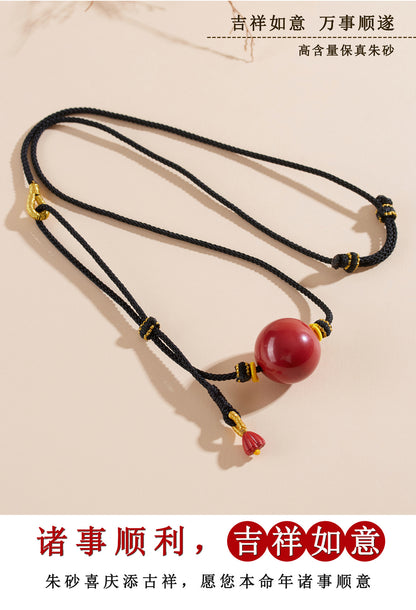 Imperial Red Cinnabar Collarbone Necklace | Natural Protection & Elegance for Women