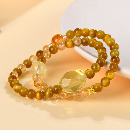 Golden Tiger Eye Double Circle Bracelet | Natural Crystal Protection & Wealth Attraction